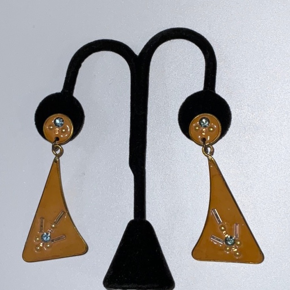 Artisan Crafted Post and Clutch Dangle Earrings With Blue Shiny Stones